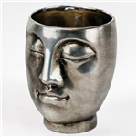 Vaso em Metal em forma de Rosto - 17x19cm